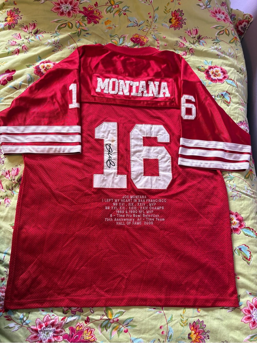 Mitchell & Ness San Francisco 49ers Joe Montana #16 HOF Commerative Jersey Sz 60